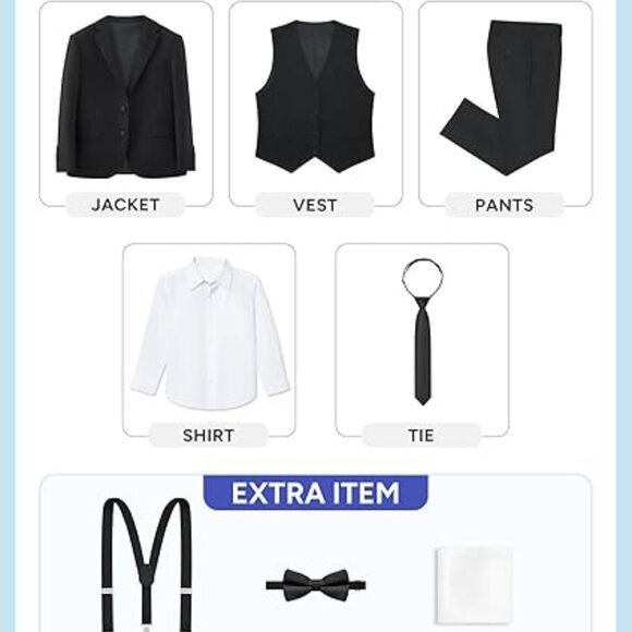 Boys' Plus Size Stretch Suit Set, Adjustable Waist - Picture 6 of 6